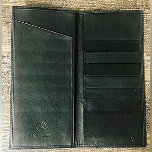 Mercedes Benz Black Leather Card Holder Wallet Binder Bi Fold